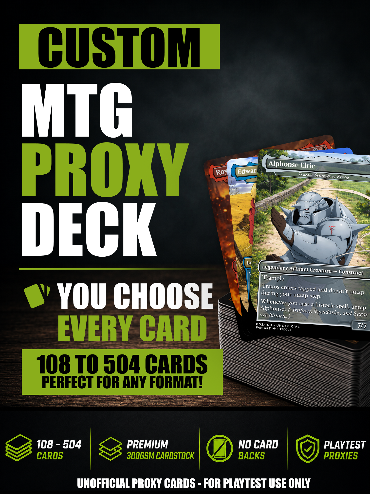MTG Proxy Deck Carte Personalizzate – Mazzo da 108 a 504 Carte – Proxy – Uso per Playtest