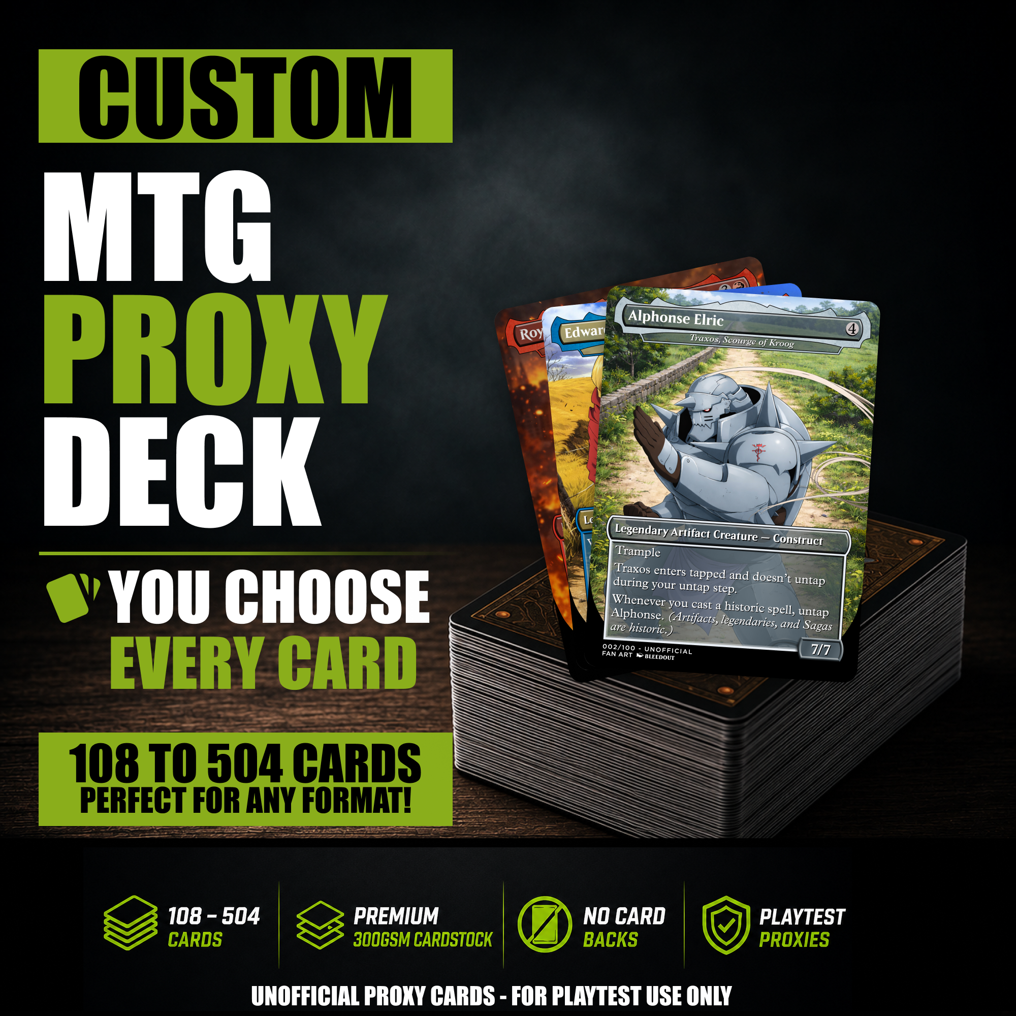 MTG Proxy Deck Carte Personalizzate – Mazzo da 108 a 504 Carte – Proxy – Uso per Playtest