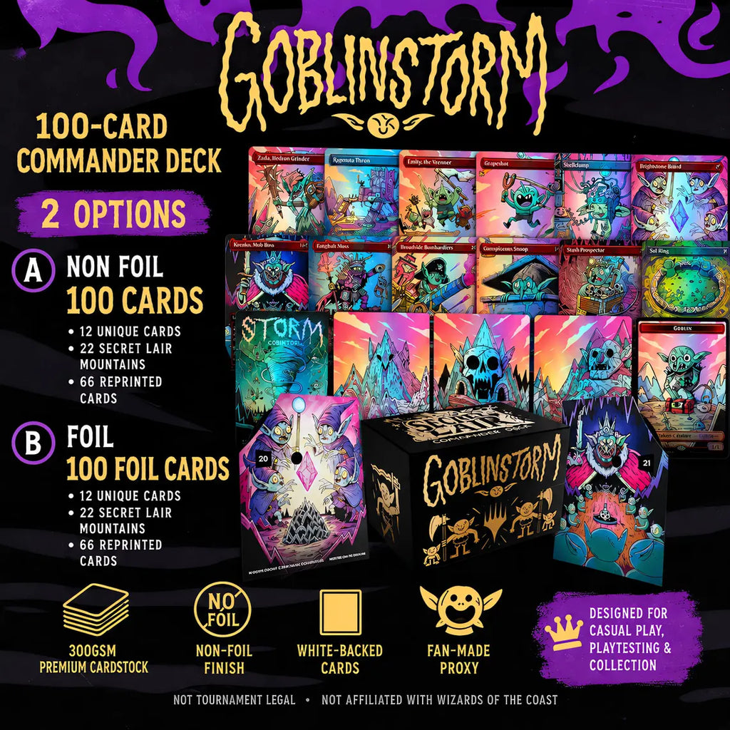 Mazzo Commander PROXY Goblinstorm – 100 carte  Edizione Completa Foil o Non-Foil | Playtest